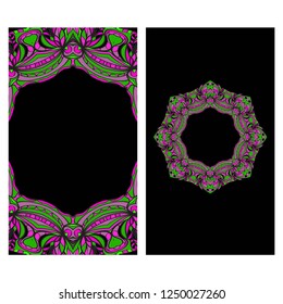 Set of Template greeting card, invitation with space for text. Floral frame design. Vector illustration.