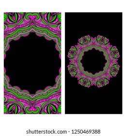 Set of Template greeting card, invitation with space for text. Floral frame design. Vector illustration.
