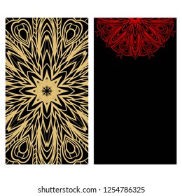 Set of Template greeting card, invitation with space for text. Mandala design. Vector illustration.