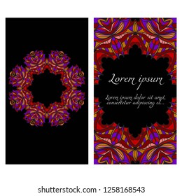 Set of Template greeting card, invitation with space for text. Floral frame design. Vector illustration.