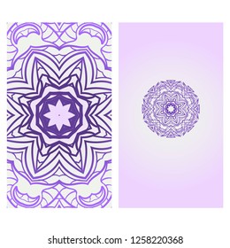 Set of Template greeting card, invitation with space for text. Mandala design. Vector illustration.