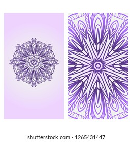 Set of Template greeting card, invitation with space for text. Mandala design. Vector illustration.