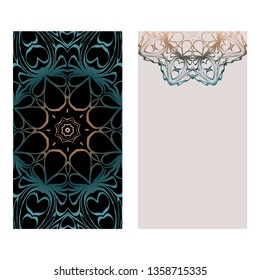 Set Of Template Greeting Card, Invitation With Space For Text. Mandala Design. Vector Illustration. Fantasy color.