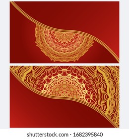 Set of Template greeting card, invitation with space for text. Mandala design. Vector illustration