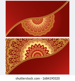 Set of Template greeting card, invitation with space for text. Mandala design. Vector illustration