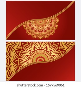 Set of Template greeting card, invitation with space for text. Mandala design. Vector illustration