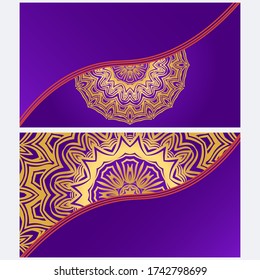 Set of Template greeting card, invitation with space for text. Mandala design. Vector illustration