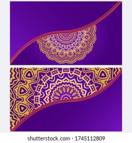 Set of Template greeting card, invitation with space for text. Mandala design. Vector illustration