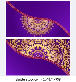 Set of Template greeting card, invitation with space for text. Mandala design. Vector illustration