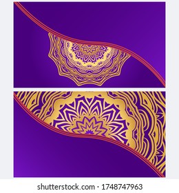 Set of Template greeting card, invitation with space for text. Mandala design. Vector illustration