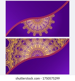 Set of Template greeting card, invitation with space for text. Mandala design. Vector illustration