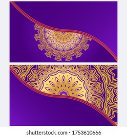 Set of Template greeting card, invitation with space for text. Mandala design. Vector illustration