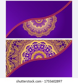 Set of Template greeting card, invitation with space for text. Mandala design. Vector illustration