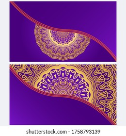 Set of Template greeting card, invitation with space for text. Mandala design. Vector illustration