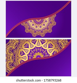 Set of Template greeting card, invitation with space for text. Mandala design. Vector illustration