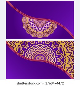 Set of Template greeting card, invitation with space for text. Mandala design. Vector illustration