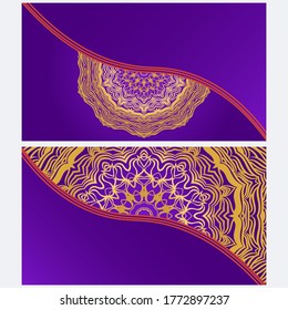 Set von Template Grußkarte, Einladung mit Platz für Text. Mandala Design. Vektorgrafik