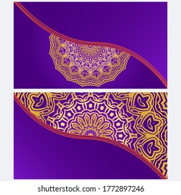 Set of Template greeting card, invitation with space for text. Mandala design. Vector illustration