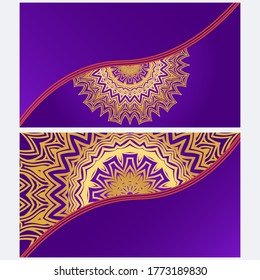 Set of Template greeting card, invitation with space for text. Mandala design. Vector illustration