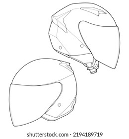 Set of Template Helmet half face, Line Art helmet Vector Illustration, Line art vector, Helmet Vector

