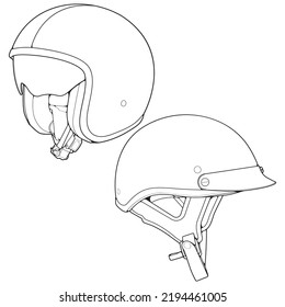 Set Template Helmet Half Face Line Stock Vector (Royalty Free ...