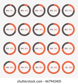 set template icon pie black and orange chart percent vector