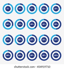 set template icon pie blue and light blue chart percent vector