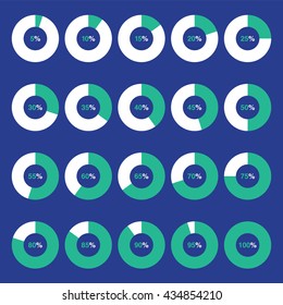 set template icon pie green chart percent blue background vector, pie chart vector, set pie chart vector, pie chart icon