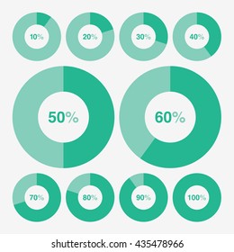set template icon pie green chart percent, pie chart vector