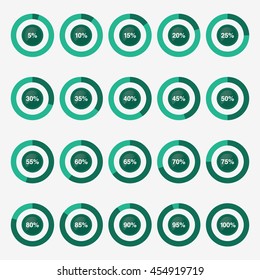 set template icon pie green and light green chart percent vector