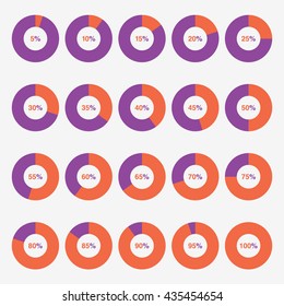 set template icon pie orange and purple chart percent vector, pie chart vector, set pie chart vector, pie chart icon