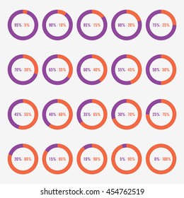 set template icon pie orange and purple chart percent vector