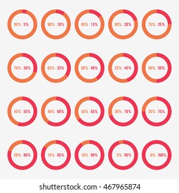 set template icon pie orange and red chart percent vector