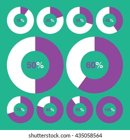 set template icon pie purple chart percent green background, pie chart vector