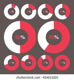 set template icon pie red chart percent gray background