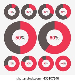 set template icon pie red and black chart percent, pie chart vector
