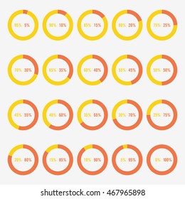 set template icon pie yellow and orange chart percent vector