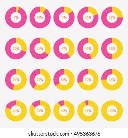 set template icon pie yellow and pink chart percent vector