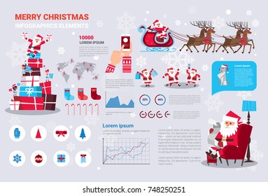 Set Of Template Infographic Elements With Merry Christmas Concept Vector Illustration