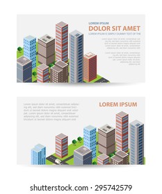Set template invitations, business cards, flyers on the urban theme. Suitable for real estate agencies and construction and tourism companies.