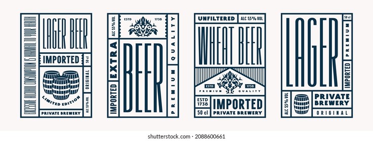 Set of template label for craft beer. Vector illustration