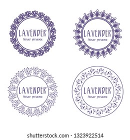 Set of template label design of abstract icon lavender. Vector illustration