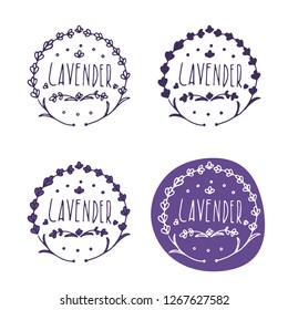 Set of template label logo design of abstract icon lavender. Vector illustration