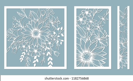 Set Template Laser Cutting Plotter Flowers Stock Vector (Royalty Free ...