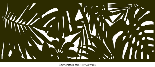 Set template for laser cutting and Plotter. Flowers, leaves for decoration. Vector illustration. Sticker set. Pattern for the laser cut, serigraphy, plotter and screen printing