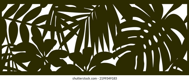 Set template for laser cutting and Plotter. Flowers, leaves for decoration. Vector illustration. Sticker set. Pattern for the laser cut, serigraphy, plotter and screen printing