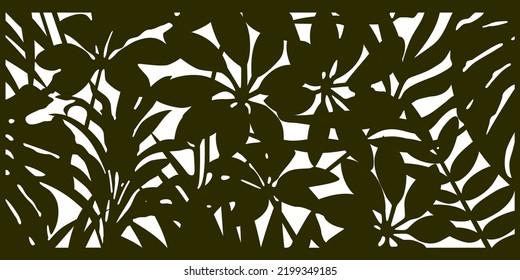 Set template for laser cutting and Plotter. Flowers, leaves for decoration. Vector illustration. Sticker set. Pattern for the laser cut, serigraphy, plotter and screen printing