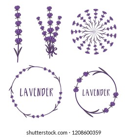 Set of template logo design of abstract icon lavender. Vector illustration