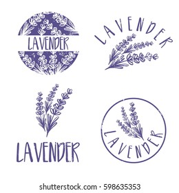 Set of template logo design of abstract icon lavender. Vector illustration