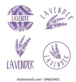 Set of template logo design of abstract icon lavender. Vector illustration